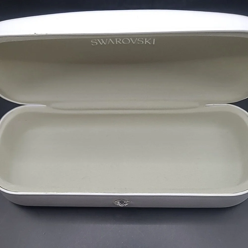 Swarovski Eyeglass Case ONLY White Good Hard Shell Swan Logo Protective